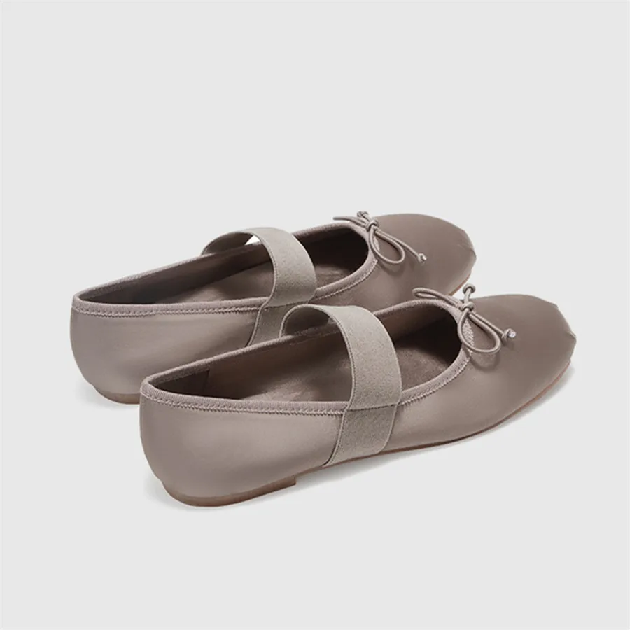 Gray Women Ballet Flats Cute Bowknot Dance Shoes Ladies Mary Janes Comfortable Espadrilles Casual Flat Shoes Woman Loafers