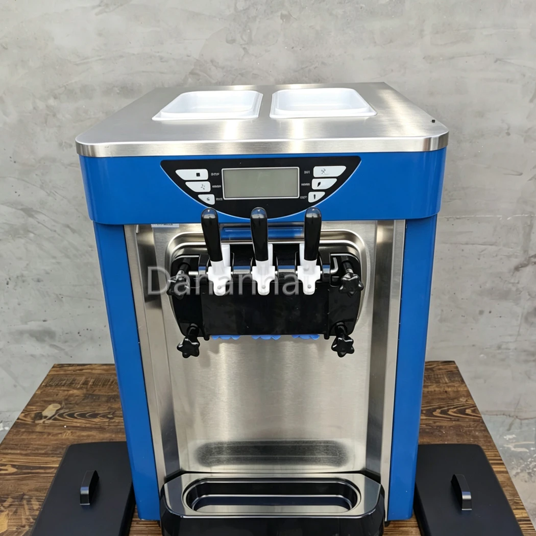Commercial Soft Ice Cream Maker Triple Flavor Frozen Dessert Equipment for Bakery and Food Store