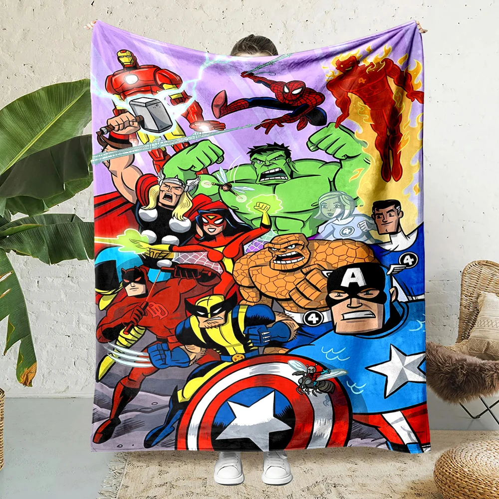 Disney Marvel-Avengers Superhero Cartoon Flannel Blankets Soft Fluffy Plush Blanket Sofa Office Quilt Throw Picnic Beach Towel