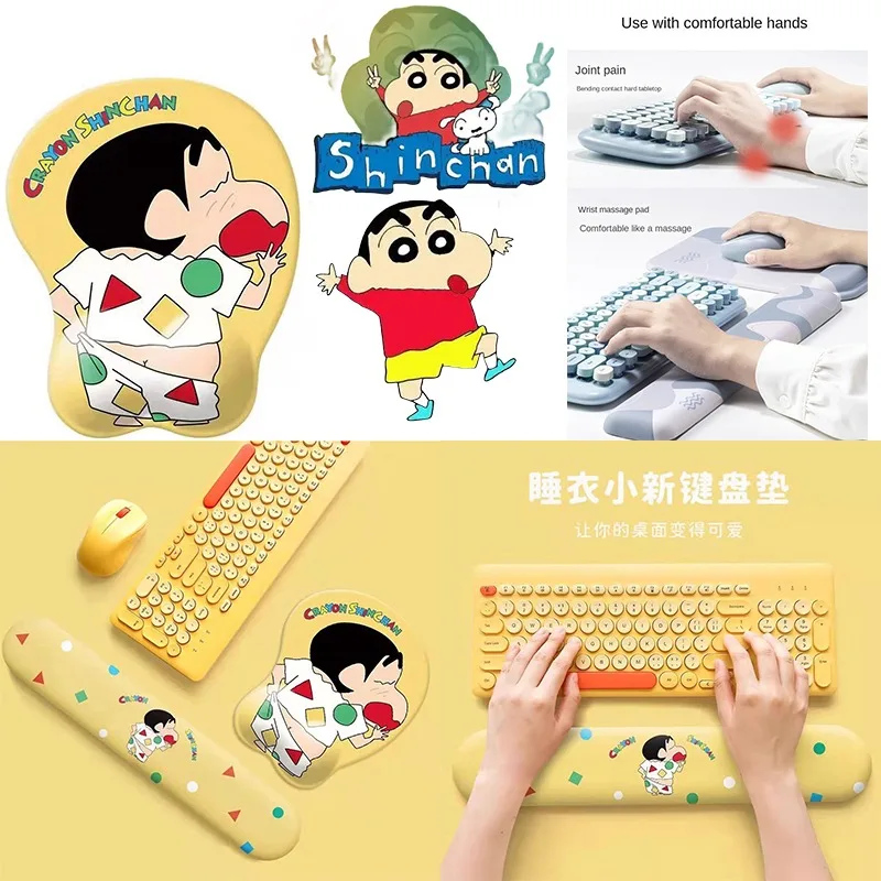 Crayon Shin Chan Wrist Mouse Pad Anime Cute Wrist Rubber Pad Men's Women's Office Laptop Keyboard Armrest Accessories Toy Gifts