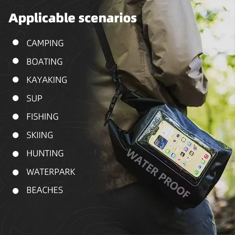5L PVC Dry Phone Bag Drift Waterproof Bag Beach Camping Swimming Bag Kayak Drifting Rafting Surfing Boating Bag Pouch