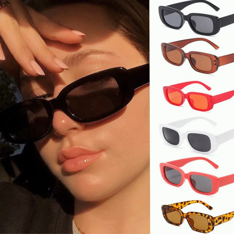 

Vintage Designer Anti-glare UV400 Shades Eyewear Retro Small Rectangle Sunglasses Women Female Eyewear Men Outdoor Glasses