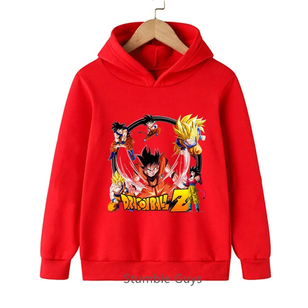 Dragon Ball Z Goku Anime Print HoodieKids Boys Girls Unisex Kids Hooded Sweatshirt, Multi Form Graphic Long‑Sleeve Pullover Tops