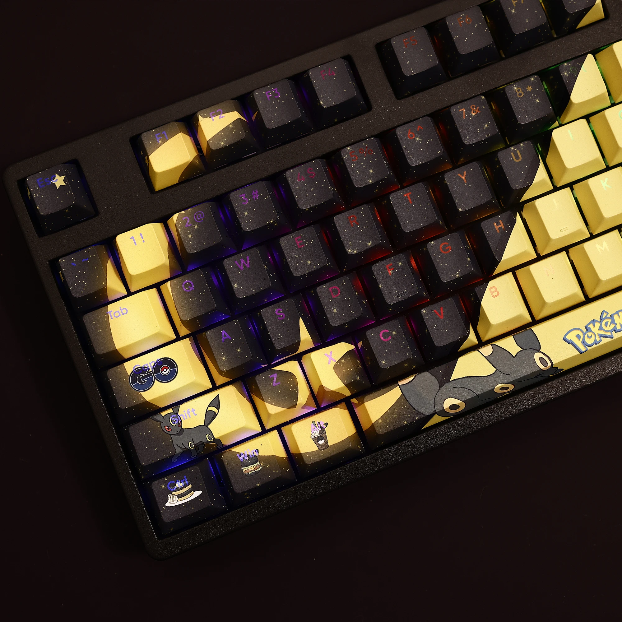 Imagem -02 - Umbreon-anime Game Keycaps 108 Teclas Linguagem Rgb Material Pbt Perfil Cereja Caps Teclado Mecânico