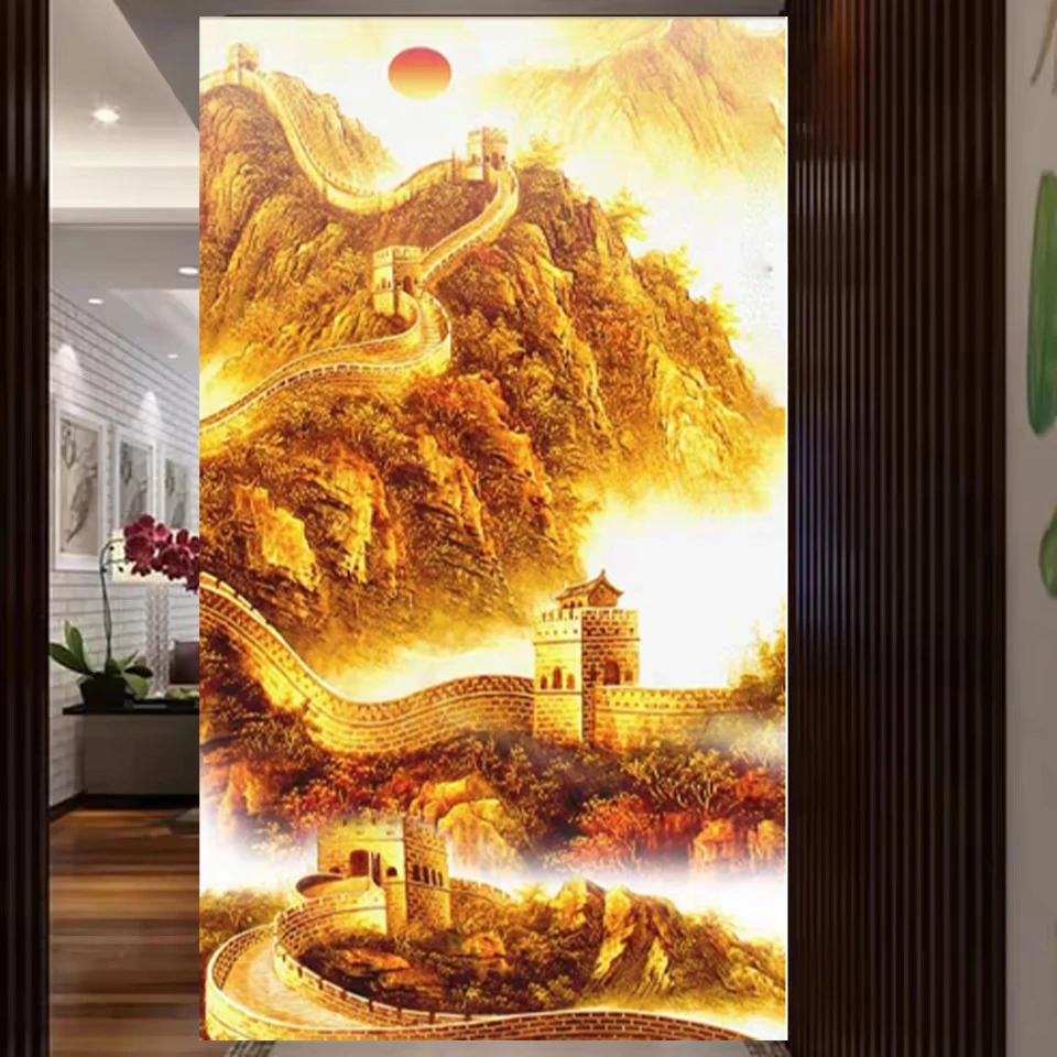 

5DDIY Golden Great Wall Diamond Painting China Famous Architecture Fully Inlaid Diamond Embroidery Cross Embroidery Decoration