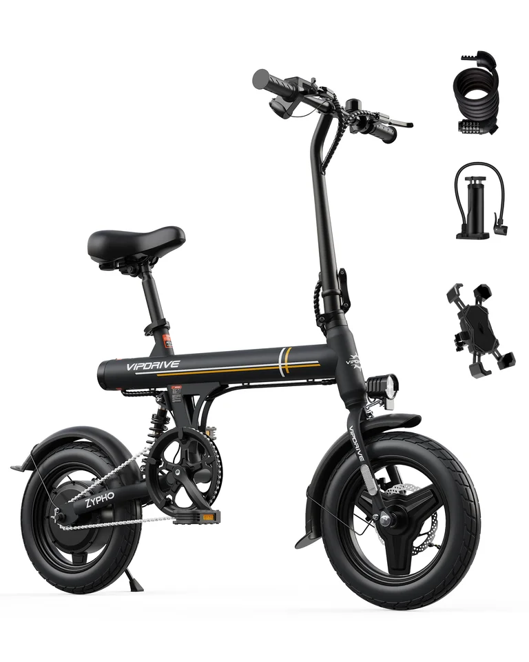 Vipdrive 14 Inch Folding Electric Bike for Adults Peak 500W Brushless Ebike, 36V Safe Lithium Battery, 3 Riding Modes, UL2849 Certified Foldable E-Bike Compact Lightweight for Urban Commuting Office Daily Travel