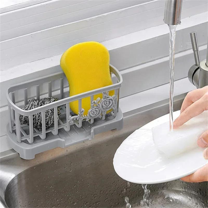 1Pc Kitchen Sink Drain Rack Storage Basket Sponge Dishcloth Holder Removable Household Bathroom Soap Dispenser Organizer Shelf