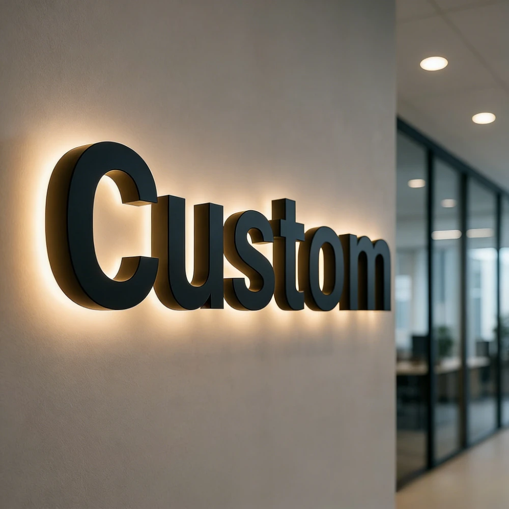 Letreiro de Metal 3D Personalizado com LED para Salão de Beleza, Iluminação Traseira/Frontal/Halo, Decoração de Parede, Uso Comercial Interno e Externo