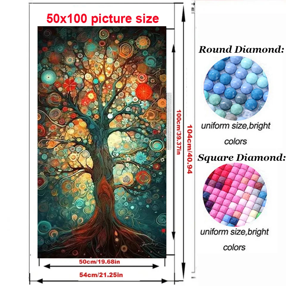 5d Diy Diamond Painting Kits Big Size Abstract Fruit Tree Full Rhinestone Drill Mosaic Embroidery Landscape Picture Wall Decor