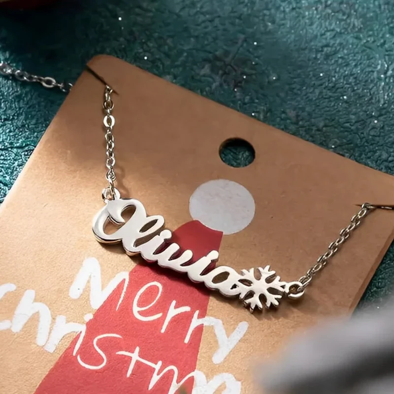Custom Name Pendant Necklace Antlers Christmas Tree Personalized Stainless Steel 18k Plated Pendant Necklaces Christmas Gift