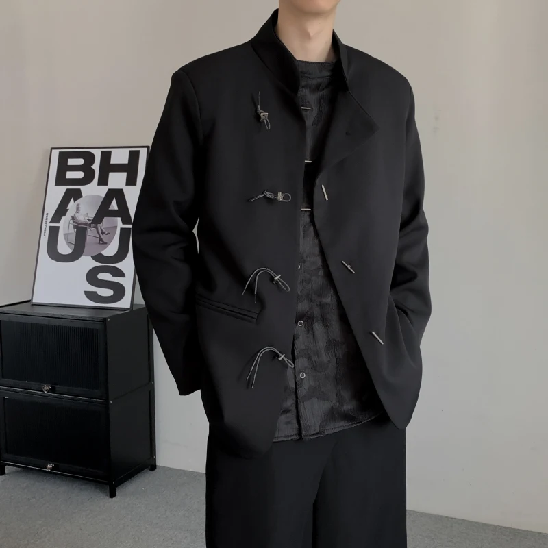 

Мужской костюм в китайском стиле: пиджак с воротником-стойкой, весенне-осенний, новый, повседневный, с длинным рукавом