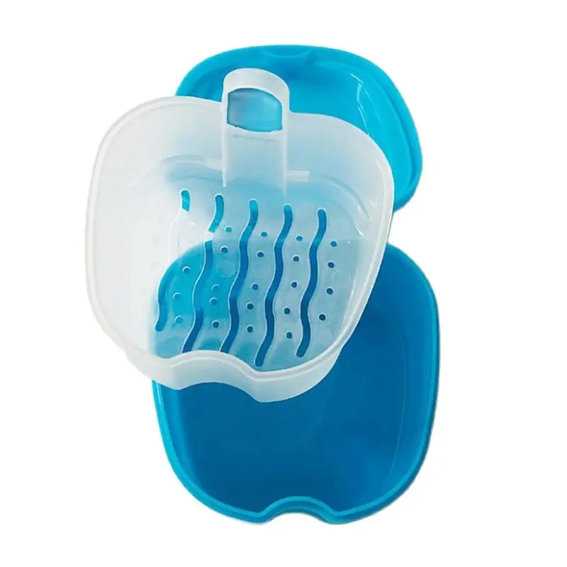 Caixa de dentadura caso dentes falsos armazenamento caixa de dentes titular plástico artificial dente organizador cuidados com os dentes para viagens retentor limpeza