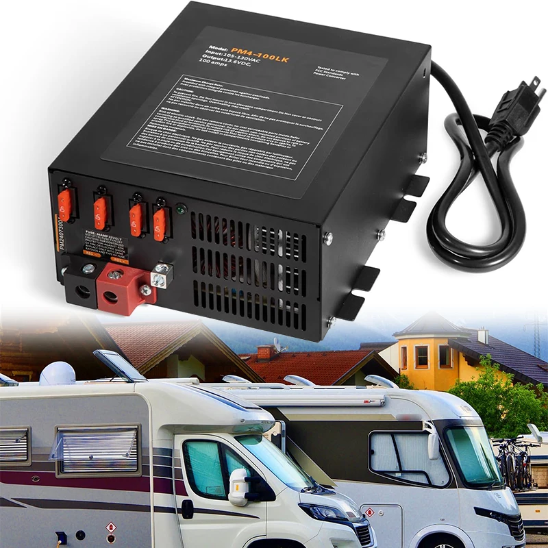 

PM4-100LK RV Power Converter - 100 Amp AC to DC Shore Power Converter for Camper, Lithium and AGM Battery Charging Center