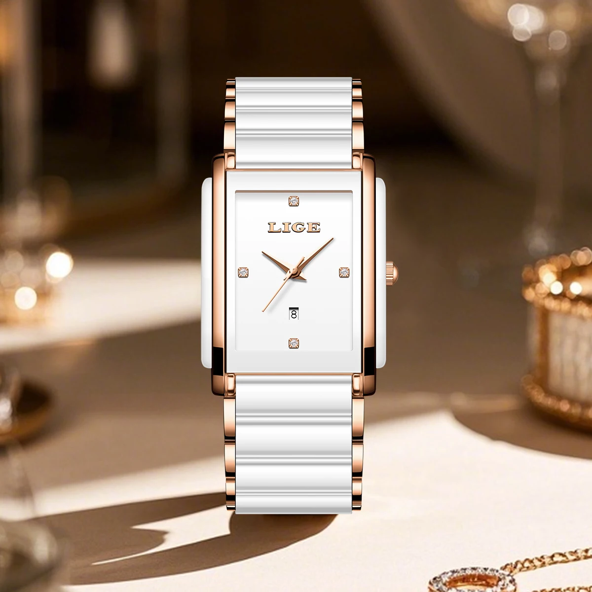 LIGE Fashion Elegant Watch for Women Japanese Movement Ceramics Strap Luxury Ladies Bracelet Quartz Watches Gifts Reloj Mujer