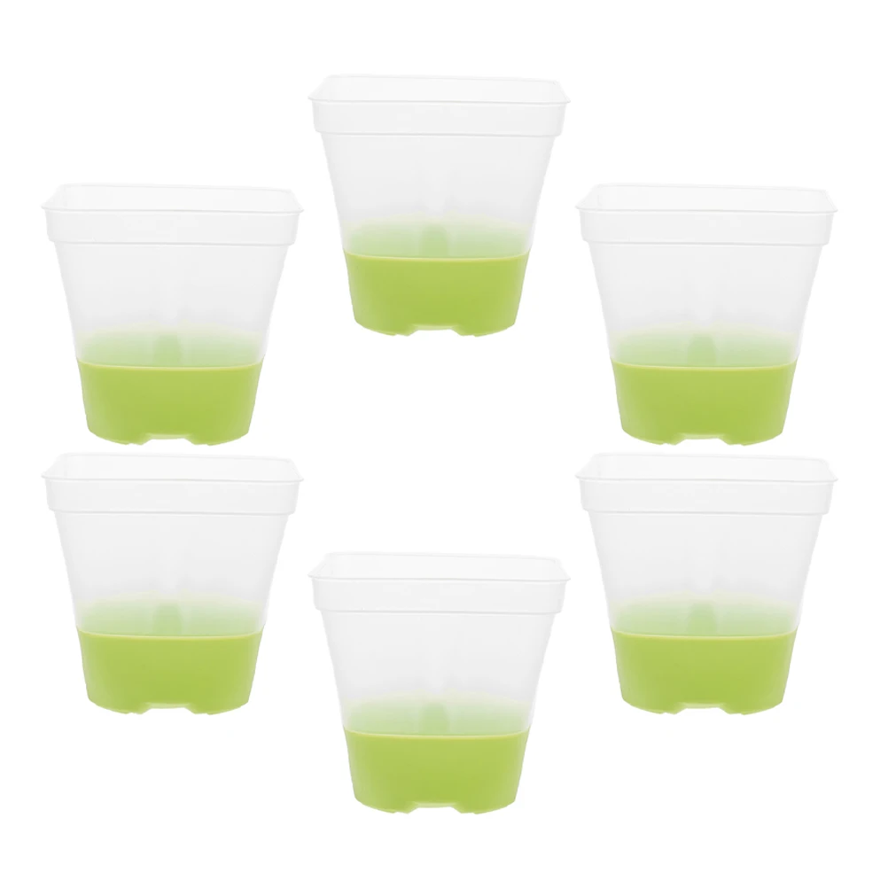 

6 Pcs Silicone Seedling Pots Reusable Transparent Square Plant Containers with Drainage Holes for Nursery Flower Pot Planter