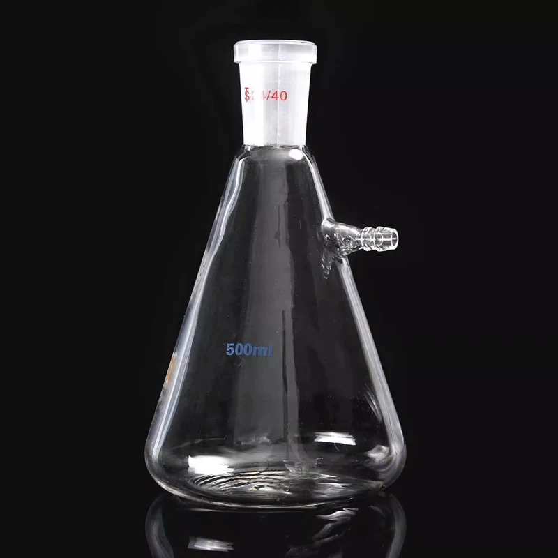 1pc Lab Standard Ground Conical Flask Triangular Filter Bottle with Nozzle Filter Bottle 50ml/100ml/250ml/500ml/1000ml/2000ml