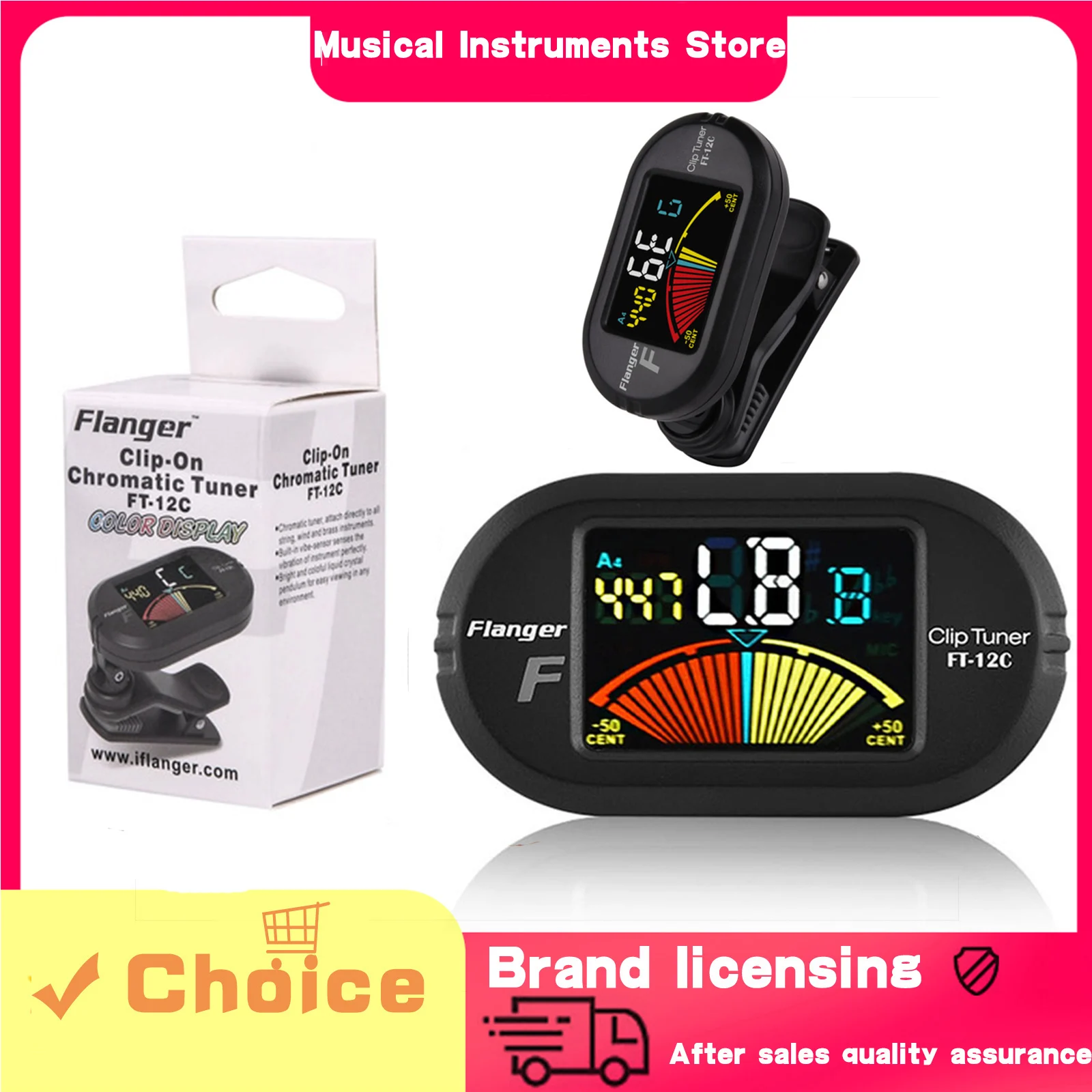 

Flanger Guitar Tuner LED Colorful Screen Chromatic Tuner with Clip Mount Display Tuner Guitar Bass Ukulele Violin Accessories