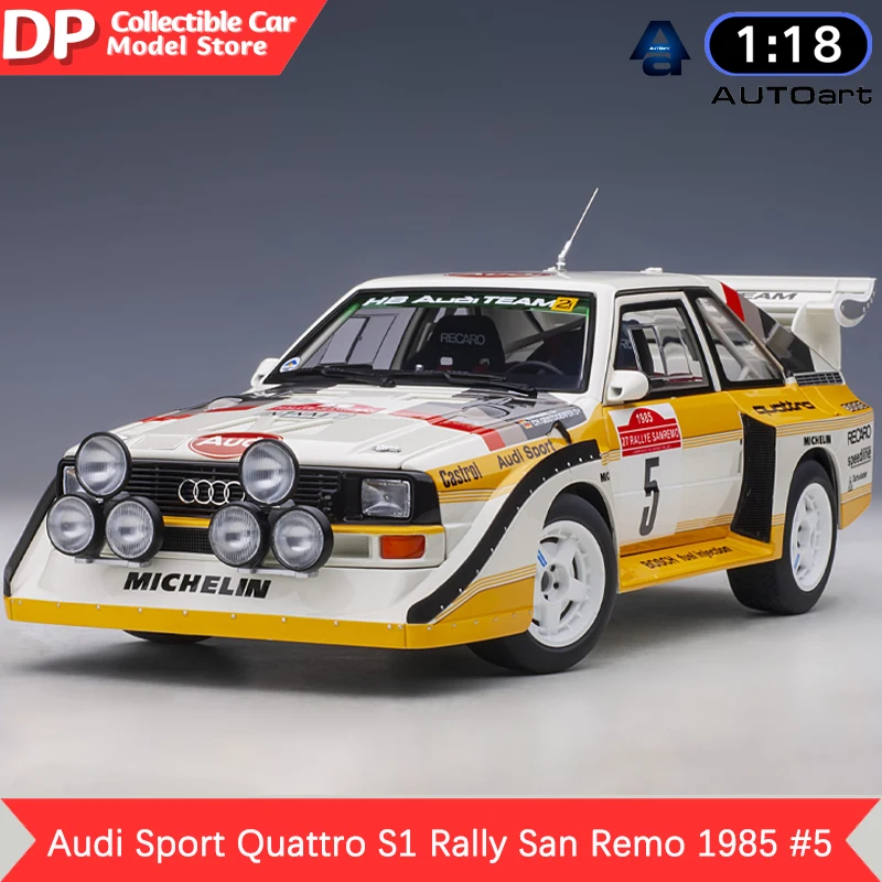 

1:18 Autoart Audi Sport Quattro S1 Rally San Remo 1985 #5 Premium Alloy Car Model Collectible Car Model Metal Diecast Vehicles