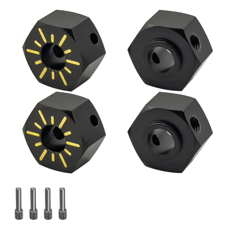 Scx10 adaptadores pro-hex para carro de controle remoto, revestimento de latão, latão, corpo metálico, 1/10 rc, axial, acessórios, peças de atualização, 12mm