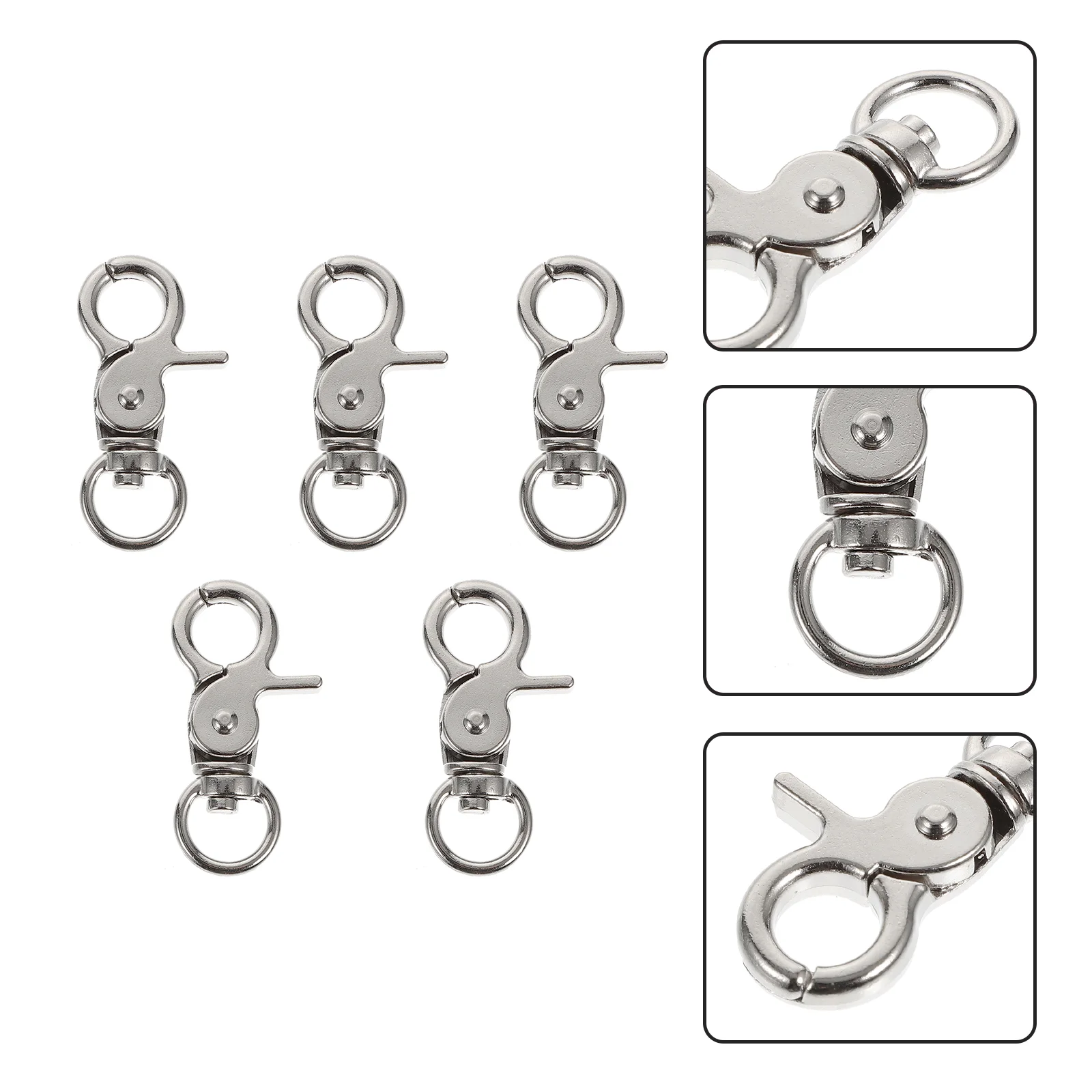 5 Pcs Birdcage Lock Cages Parrot Safety Buckles Durable Lobster Clasps Pet Door Anti-Escape Stainless Steel Swivel Spring Small