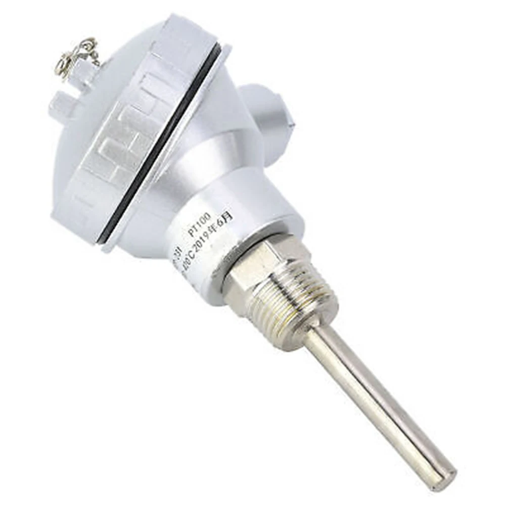 PT100 Temperature Sensor Probe Stainless Steel 1/2'' NPT Thread Thermocouple Terminal Head -200~420°C 50-400mm Pipe Length