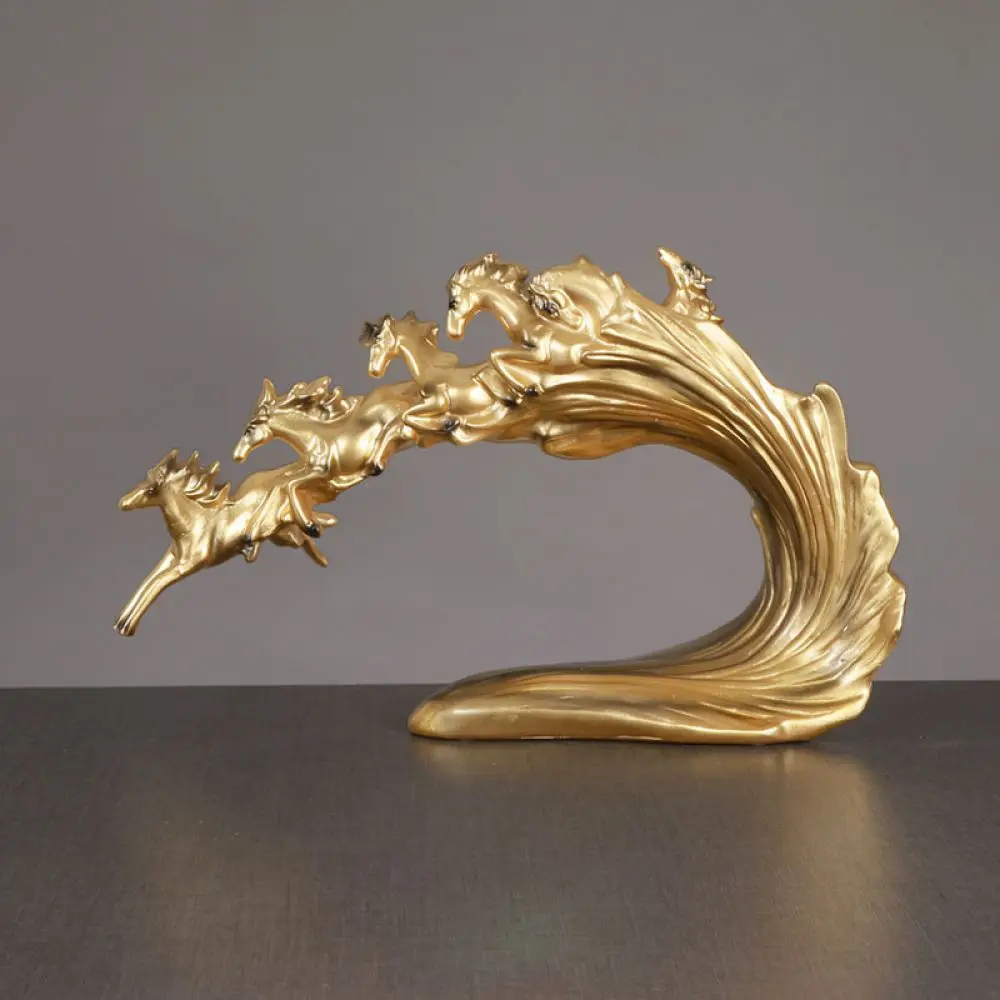 Luxury Resin Horse Sculpture Desktop Decoration Ornament Modern Minimalist Home Decor Statue For Living Room Office Workspace