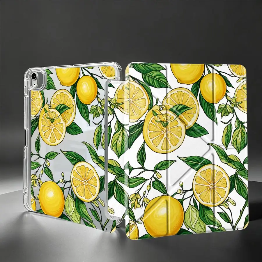 Fruit Lemon Cherry With Pen Slot Cover Tablet Case For iPad 10th Gen Pro 13 2025 2026 Mini 7 6 5 12th Air 8 M2 M3 3 9th 11th