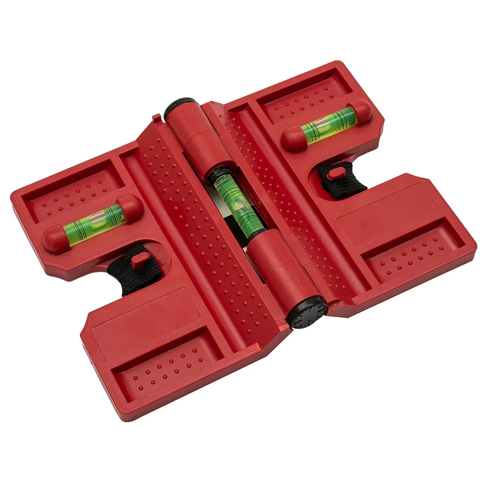 New Meter Post Fence Level Adjustable Magnetic Pipe Plastic Red Vertical With Straps 3 Vials 4 Strips 90° Angle