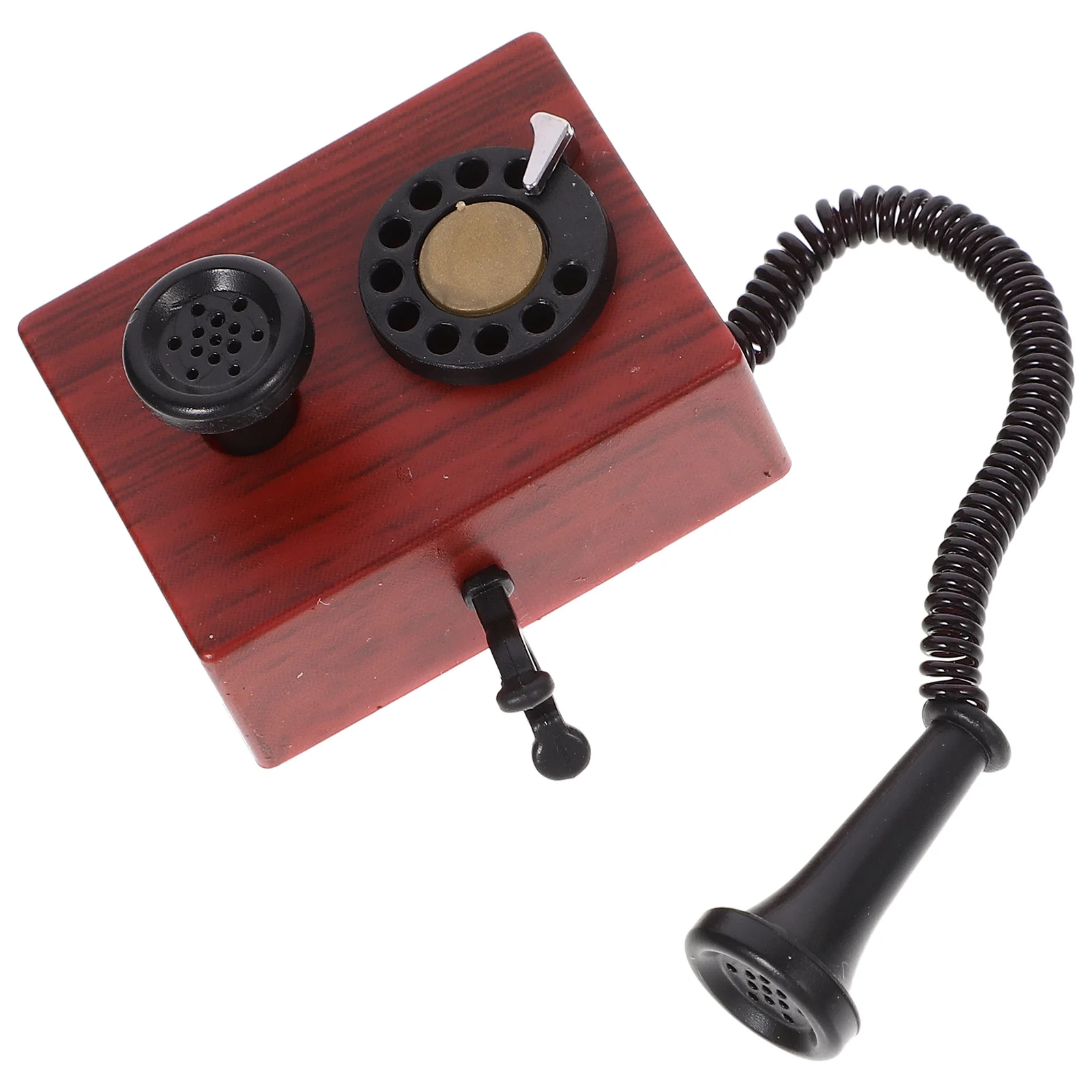 House Phone Decor Telephone Decoration Supplies Min Furniture Household Cell Mini Miniature Model Dark Brown Tools