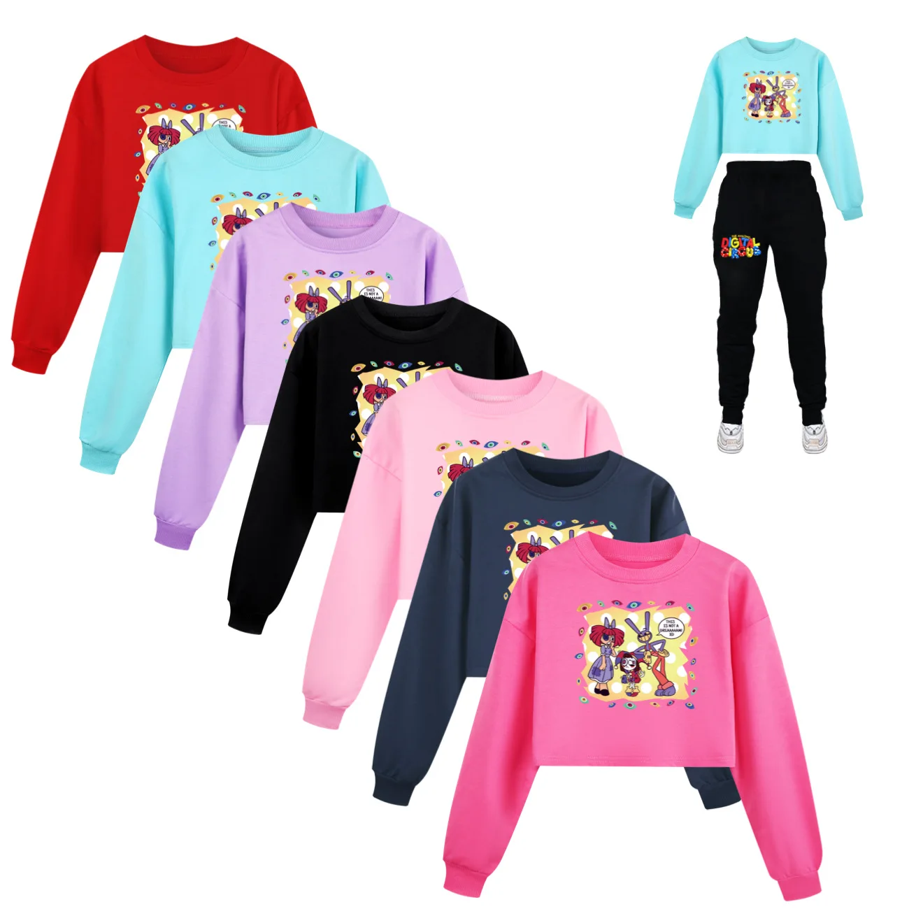 Kids Cropped Hoodies The Amazing Digital Circus merchHoodie Set Children Clothing Spring Hoody Kids Long sleeve Casual Tops 2852