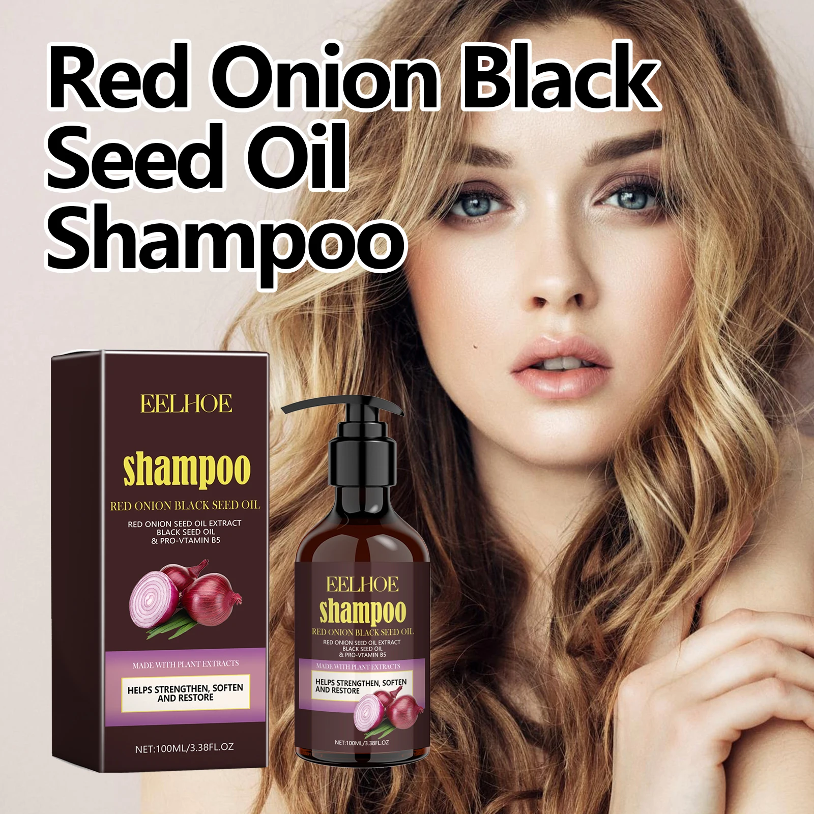 Eelhoe Red Onion Shampoo Black Seed Oil Hair Care Shampoo Hair Care Cleansing Scalp Refreshing Shampoo Hair Care Oil