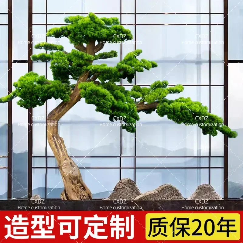 Artificial Pine Tree Large Indoor Fake Green Plant Staircase Decoration New Chinese Style Landscape Ornament for Home Decor