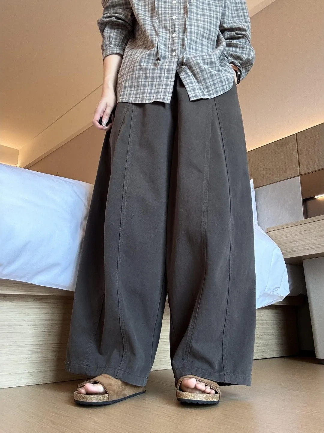 High Waist Wide Leg Straight Cut Casual Pants for Women Autumn Fashionable plus Size Trousers That Conceal the Hip Area