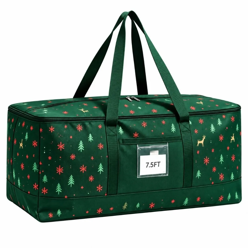 Oxford Cloth Christmas Tree Storage Bag Cartoon Print Large Capacity Xmas Storage Bag Christmas Organizer Bag Ornaments