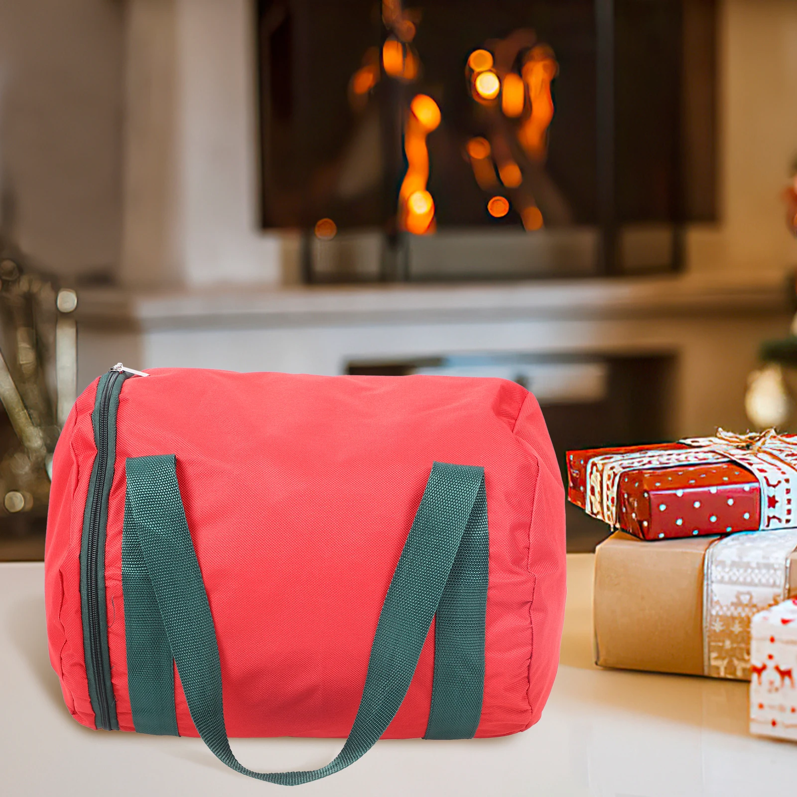 حقيبة تخزين أضواء العطلات قماش أكسفورد ممتاز مقاوم للماء والغبار وخفيف الوزن ومحمول مع مقابض معززة لعيد الميلاد #4