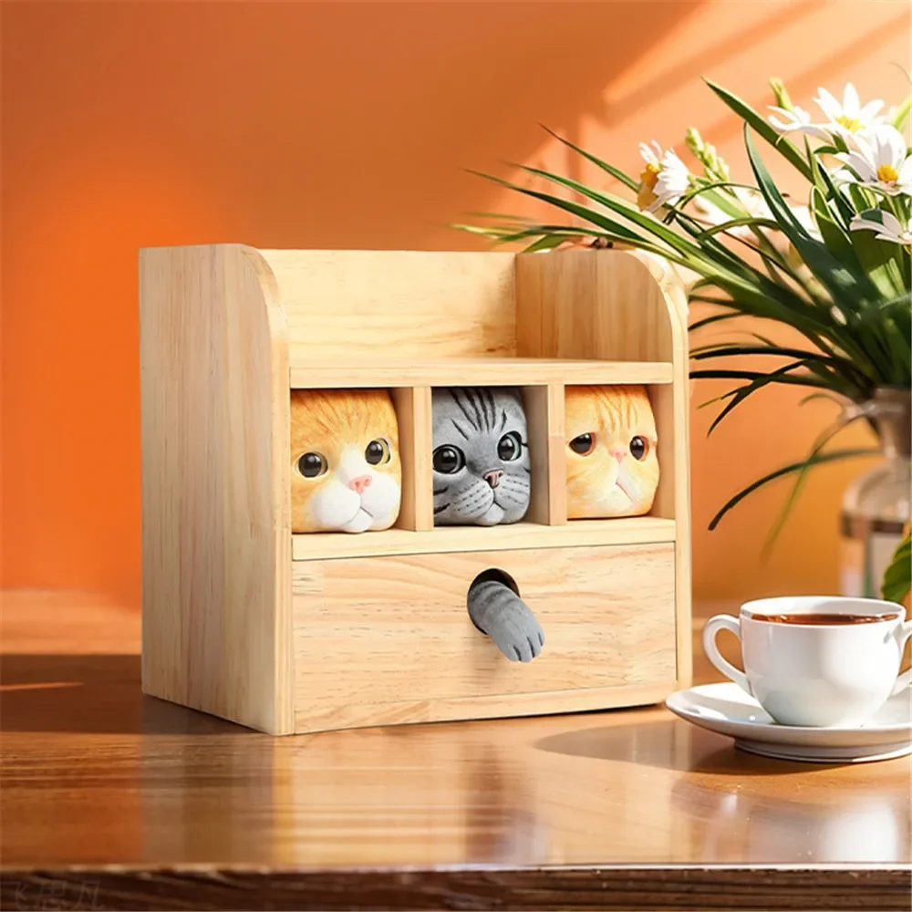 

Super Kawaii Handmade Kitty Press Pop Up Home Storage Box Jewelry Make Up Organizer Desk Storage Containers Girl Woman Gift