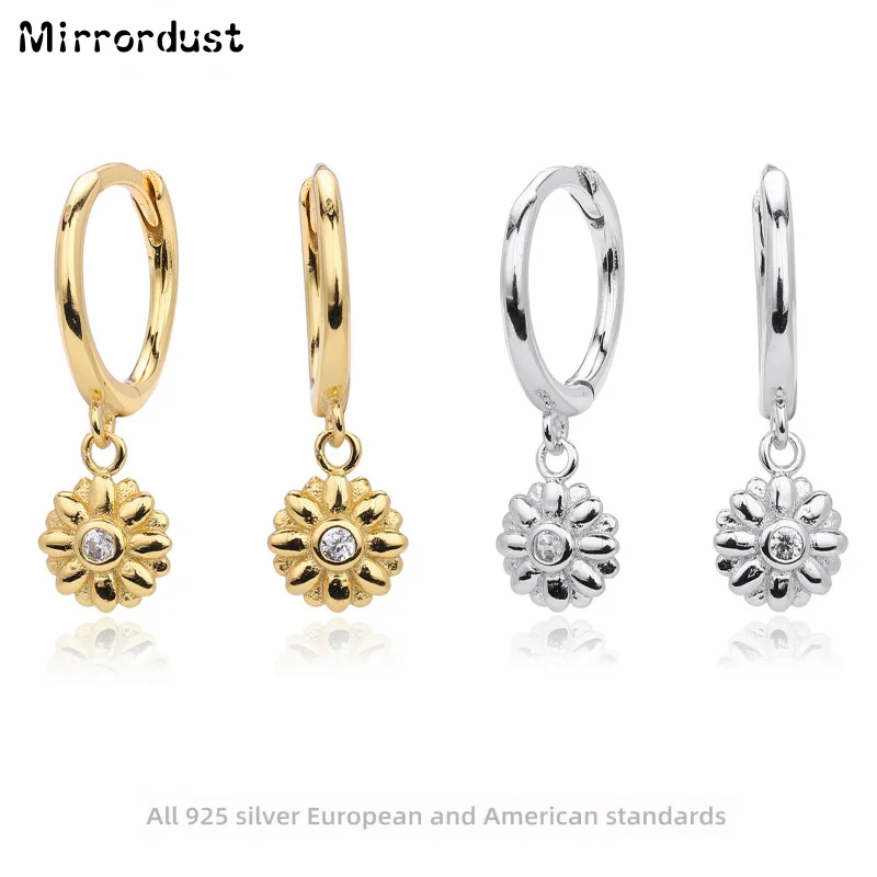 

【Mirrordust】News925 Sterling Silver Fashion Flower Heart Earrings Trendy Cute Sweet Earrings for Women
