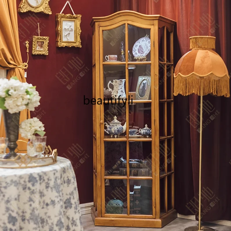 Zhonggu American Glass Display Cabinet Model Product Jewelry Wall Retro Wine Cabinet B & B living room  furniture