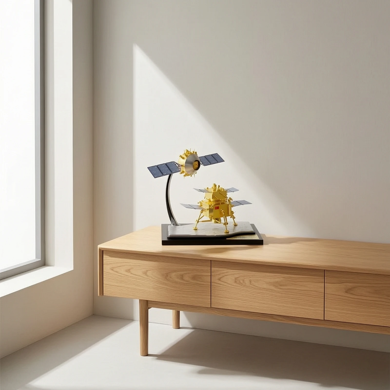 

Spacecraft Model with Stand Alloy Lunar Explorer Model Desktop for Space Enthusiasts, Study, Office