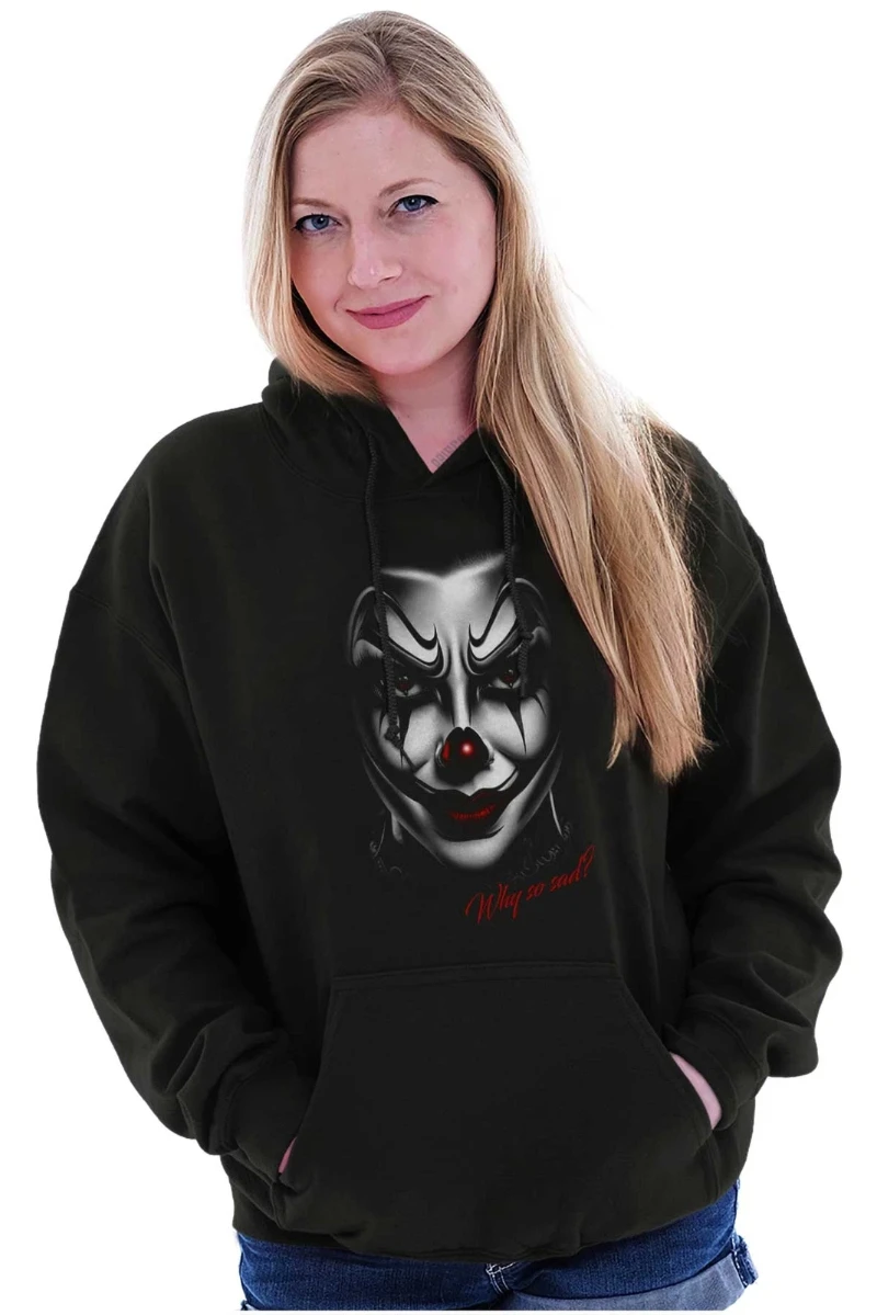 

2025 Autumn and Winter Cool Goth Punk Urban Why So Sad Horror Clown Hoodie Hooded Sweatshirt Men Women