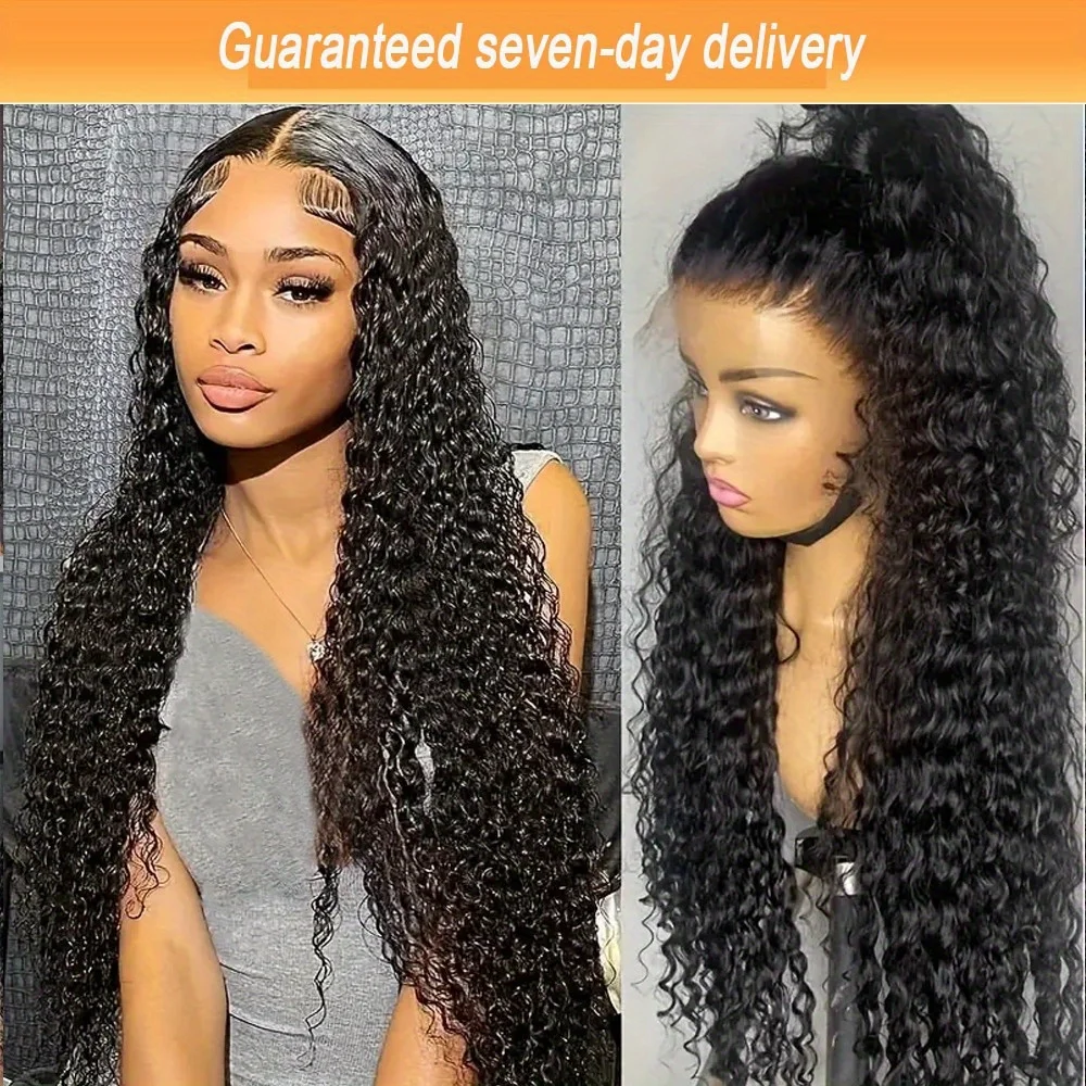 200% Dichte 13x6 Deep Wave Brasilianische Echthaar Glueless Lace Front Perücke - Natürlicher Haaransatz, Vorgezupft, Nass und Wellig
