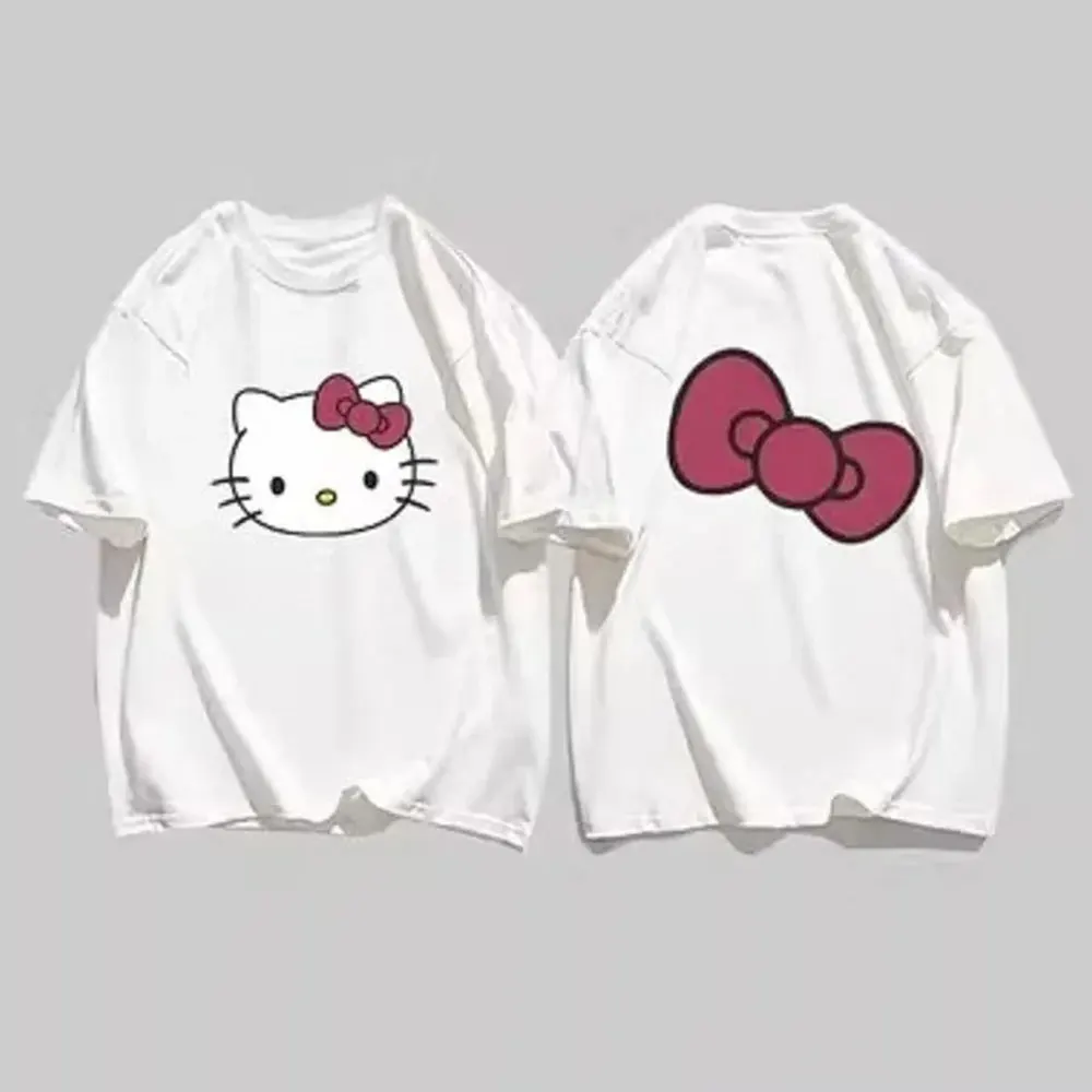 Hallo Kitty T-Shirt Kinder Cartoon Summe Mädchen Baumwolle atmungsaktive Bottom ing Shirt Jungen