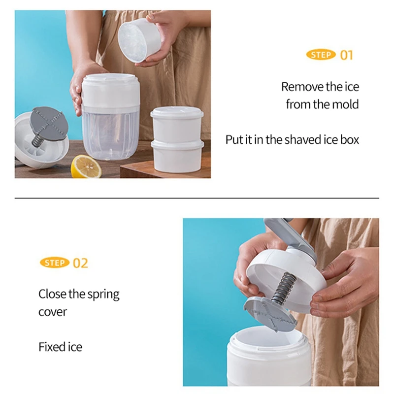 1Set Hand Block Shaving Machine Household Small Ice Maker Machine Ice Crusher Plastic+Stainless Steel