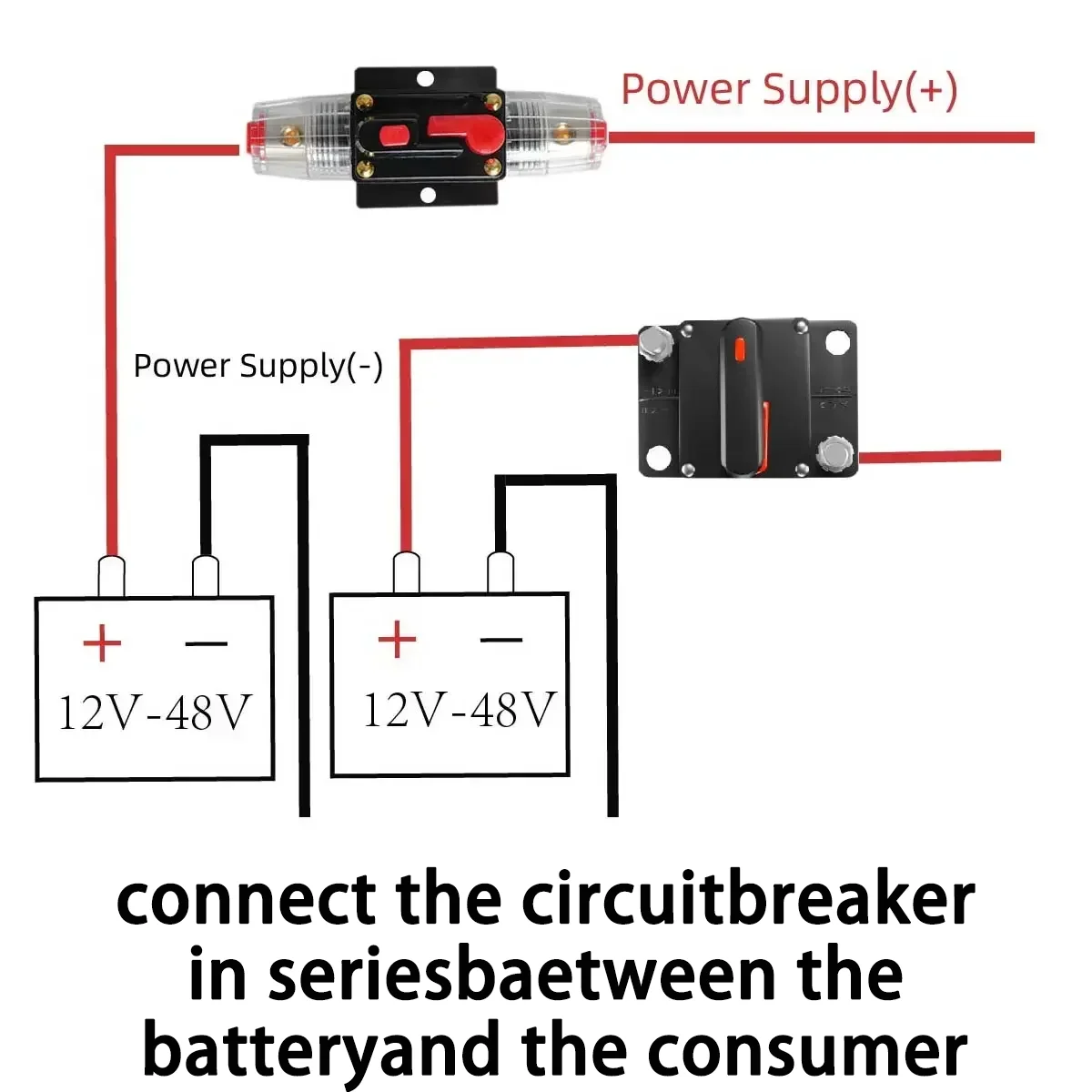 1pc Universal Circuit Breaker 20A To 300A Circuit Breaker Manual Reset Waterproof For Car Audio System Audio