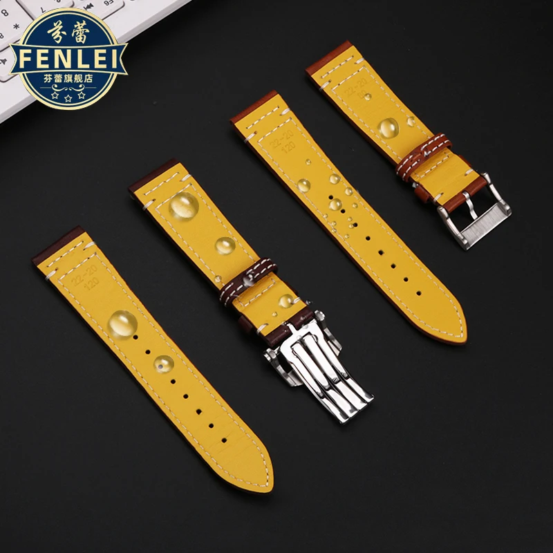 Dla Breitling Legend Aviation Super AVI pasek do zegarka ze skóry bydlęcej Blackbird Avengers włoski Vintage pasek z prawdziwej skóry 20MM bransoletka