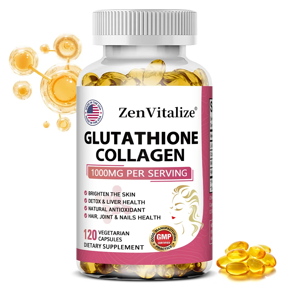 Glutathione + Collagen, Detoxifies and Nourishes The Liver, Natural Antioxidants, Protects Hair, Joints and Nail Health