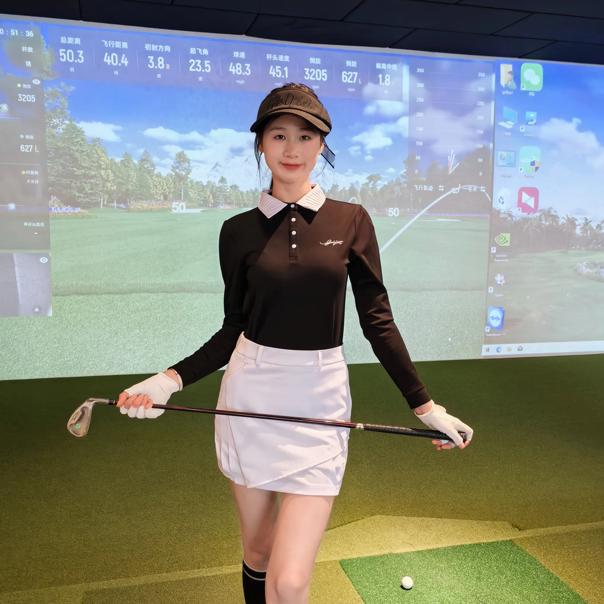 Spring Autumn Women's Long Sleeve Golf Clothing Purple POLO Collar Top Golf Fashion Ladies' Active Wear Sportswear