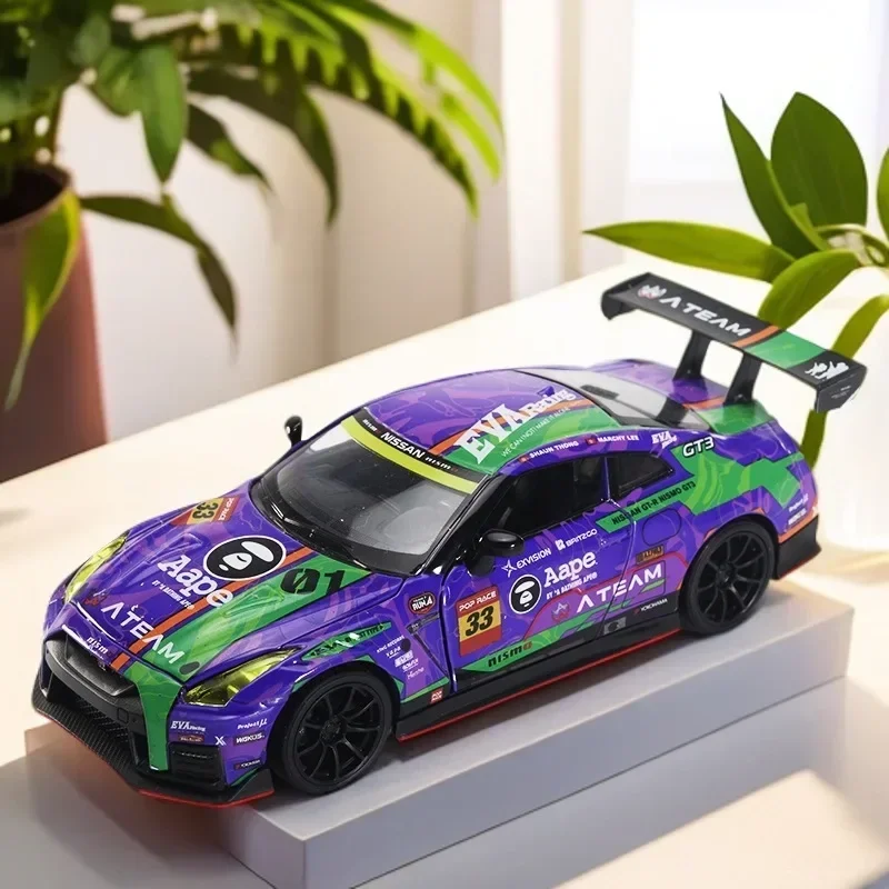 1:32 Nissan GT-R R35 NISMO EVA Racing Alloy Sports Car Model Diecasts Metal Track Race Car Model Sound Light Childrens Toys Gift