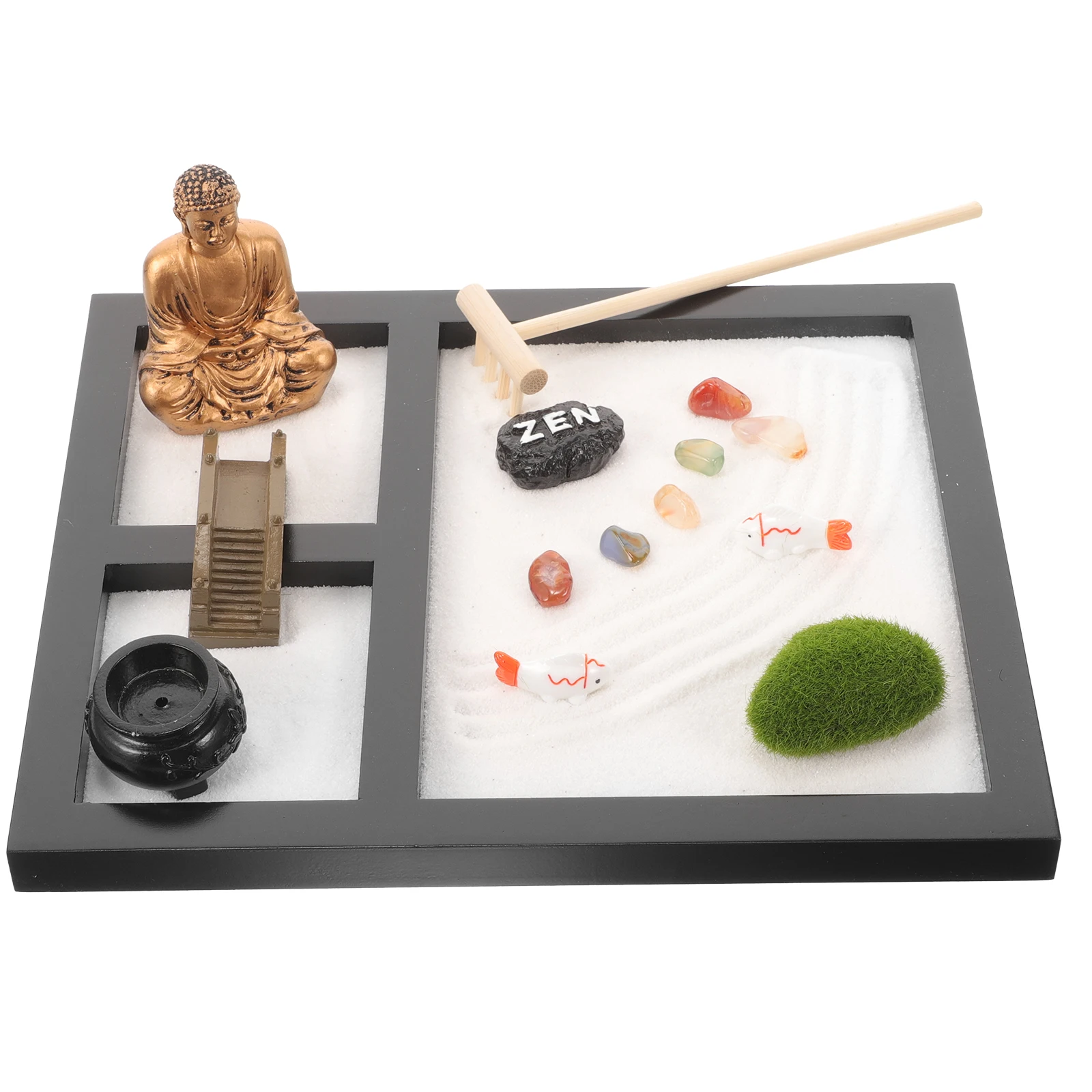 1 Box Zen Kit Wooden Sand Table Ornament Micro Landscape Desktop Meditation Adornment Home Office Decor Sandbox Garden Decor