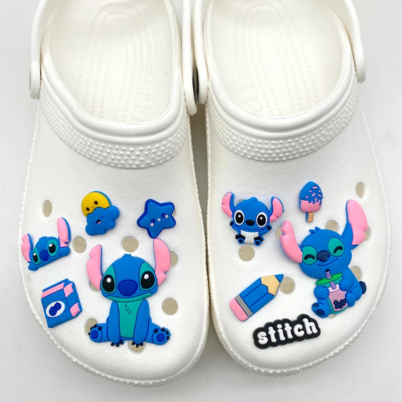 

New 10PCS JIBBITZ Stitch PVC Clog Shoe Charms Fashionable Garden Shoe Buckles, Removable Shoe Accessories Decorations Xmas Gifts